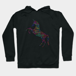 Unicorn Fantastic Legend Silhouette Shape Text Word Cloud Hoodie